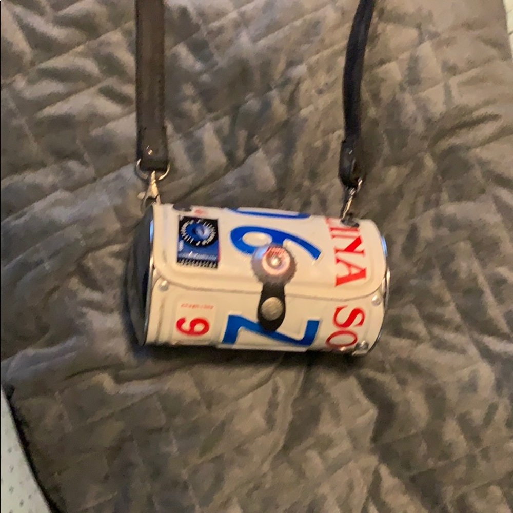 One of a kind SC license plate handmade barrel bag